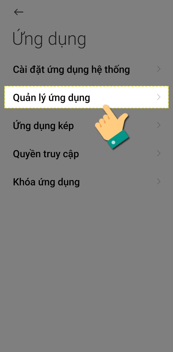 Chọn quản lý ứng dụng