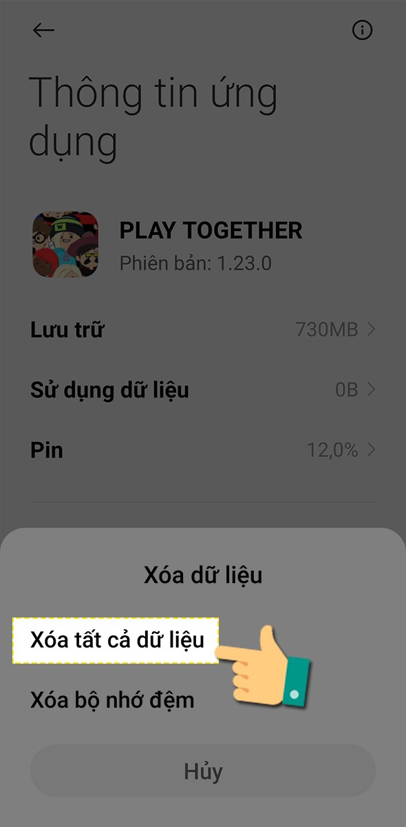 Xóa tắt cả dữ liệu của game