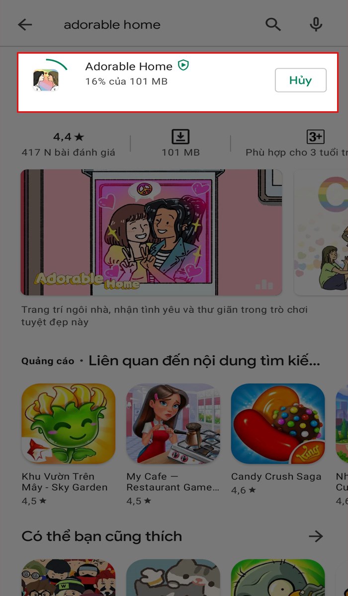 Ứng dụng đang trong qu&aacute; tr&igrave;nh tải về