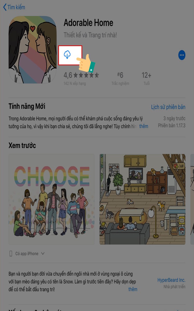 Nhấp chọn biểu tượng tải về