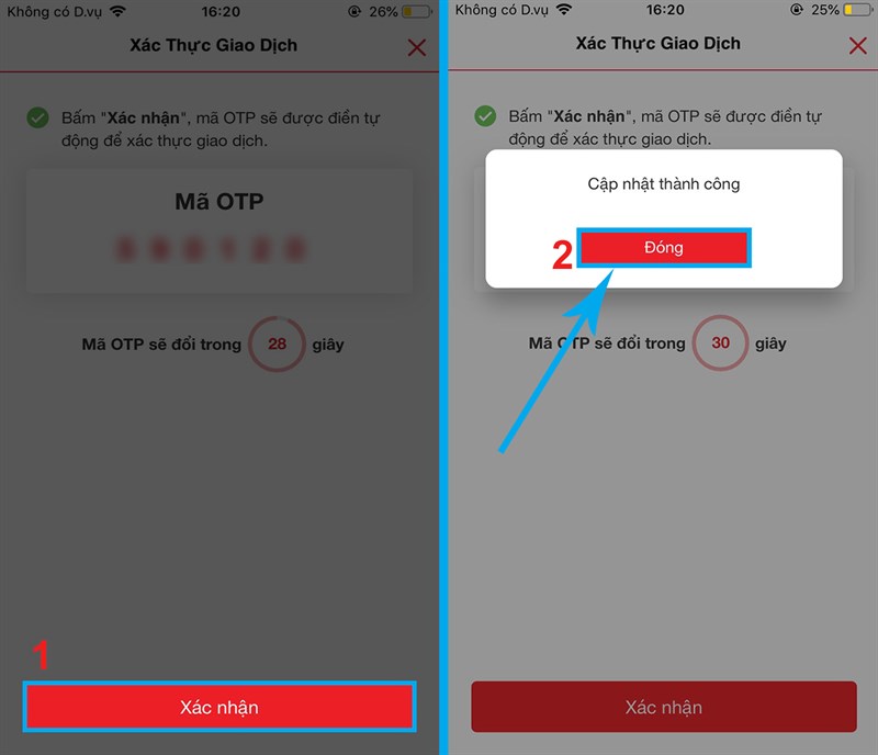 Nhập mã Smart OTP và lấy mã OTP