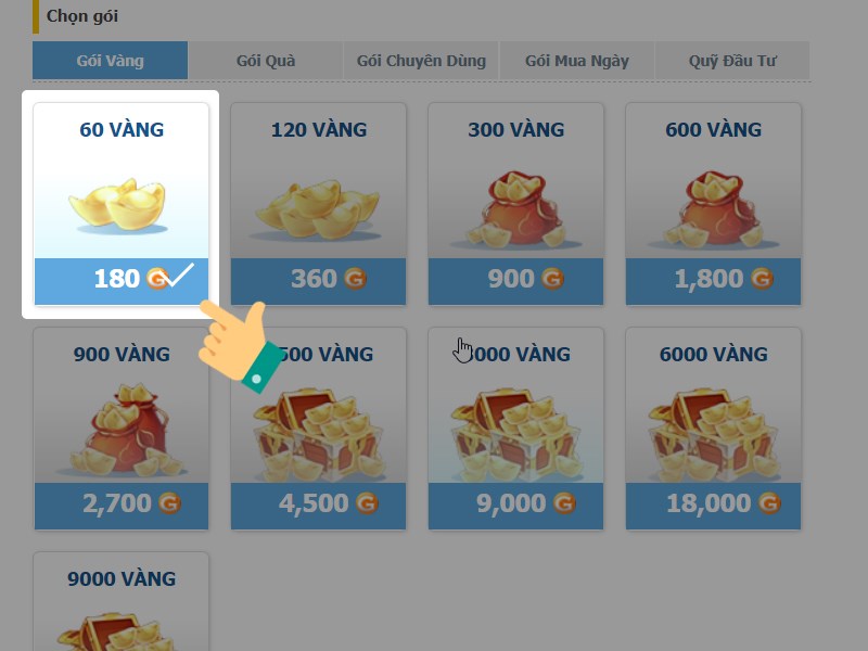 Chọn g&oacute;i nạp