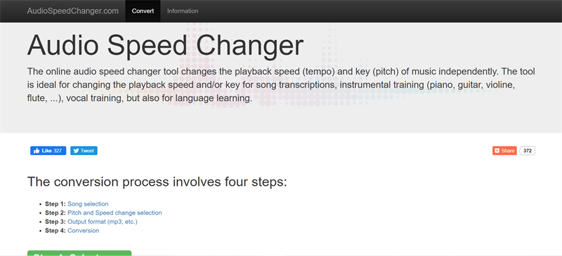 AudioSpeedChanger: Website chỉnh tốc độ nhạc online