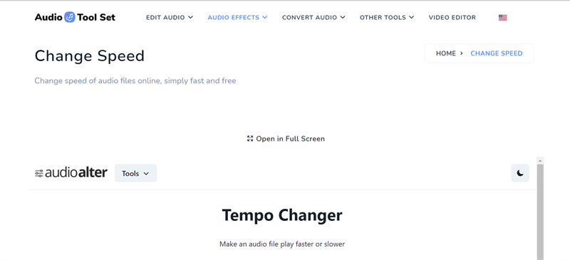 AudioToolSet: Trang web giảm, tăng tốc độ nhạc online miễn phí