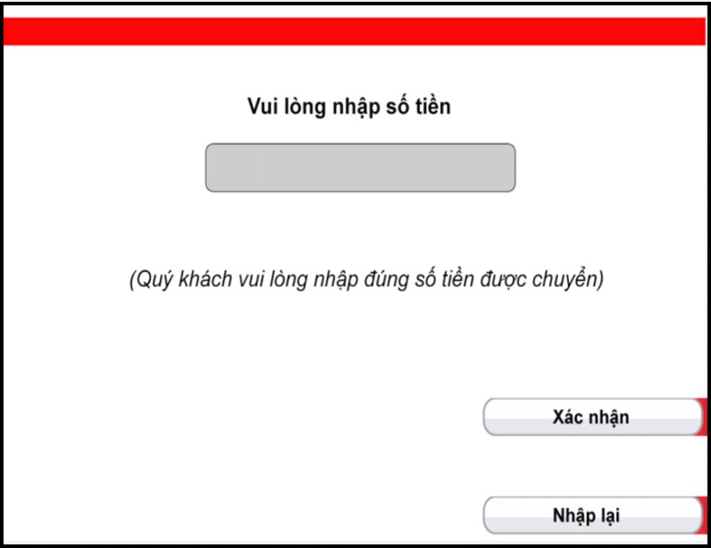 Nhập số tiền v&agrave; nhấn X&aacute;c nhận