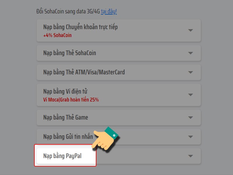 Nạp bằng PayPal