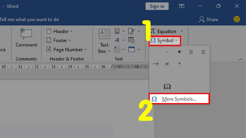 Đi đến mục Symbol > Chọn More Symbols