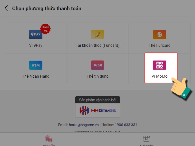 Thanh to&aacute;n bằng v&iacute; MoMo