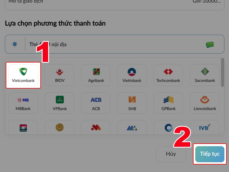 Chọn ng&acirc;n h&agrave;ng bạn sử dụng
