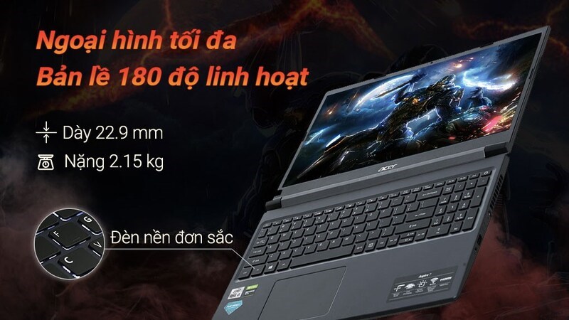 Bàn phím laptop được trang bị đèn nền đơn sắc