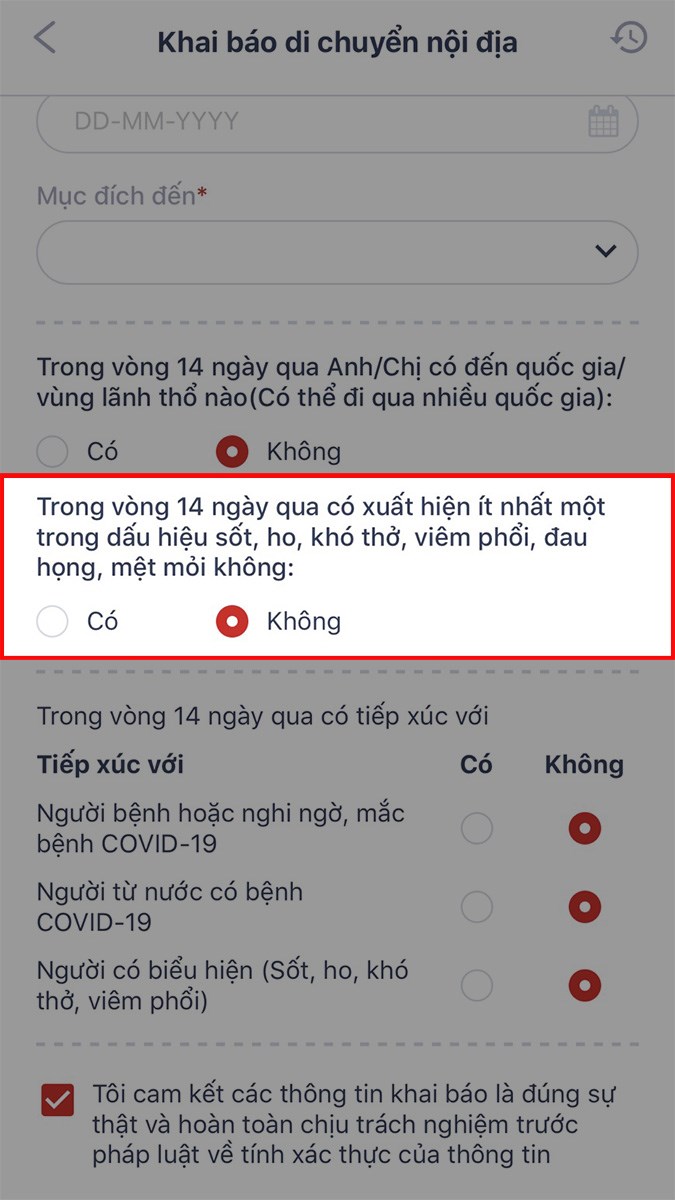 Trong vòng 14 ngày qua Anh/Chị có đến quốc gia/vùng lãnh thổ nào (có thể đi qua nhiều quốc gia)