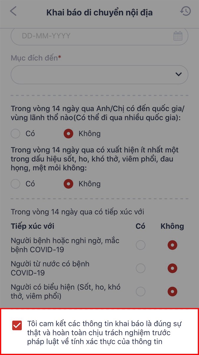 Nhấn dấu tích vào ô