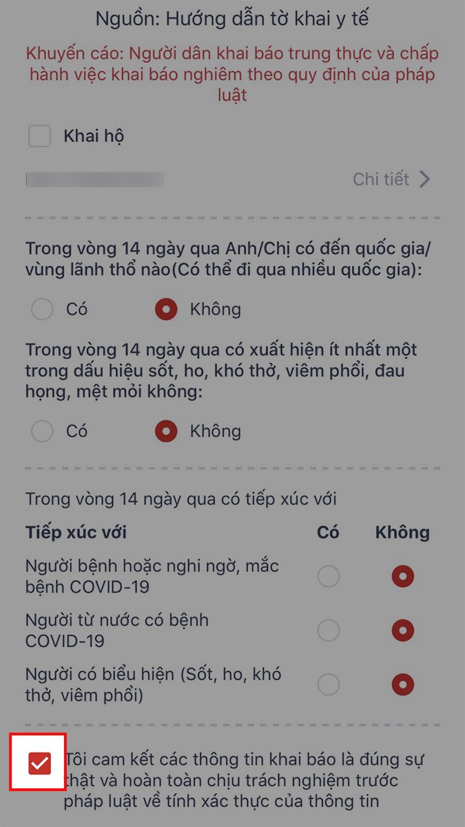 Nhấn dấu tích vào ô