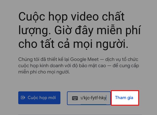 Sao chép và dán link của lớp học, họp online mà bạn đã nhận được từ giáo viên hoặc người chủ trì cuộc họp > Chọn Tham gia