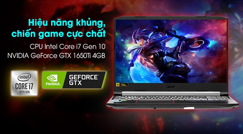 Acer Nitro AN515 55 72P6 i7 10750H/8GB/512GB/4GB c&ugrave;ng card m&agrave;n h&igrave;nh GTX1650Ti