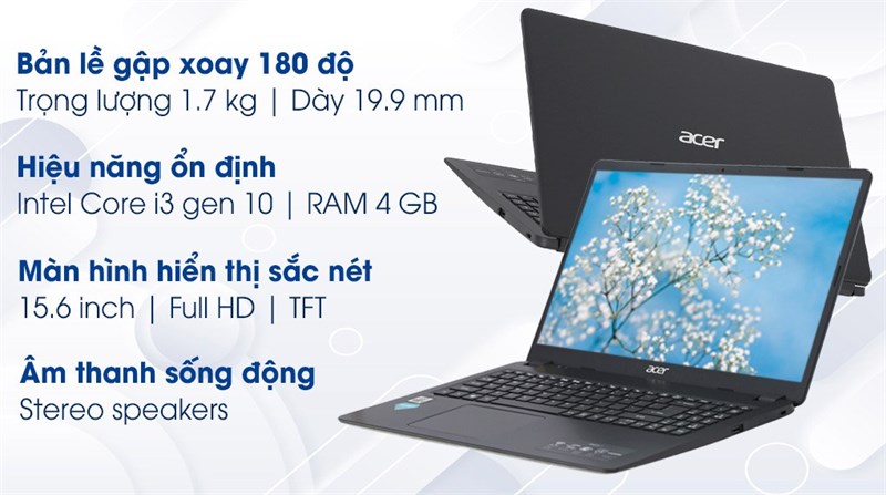 Th&ocirc;ng số Acer Aspire A315 56 308N i3 1005G1/4GB/256GB/Win10