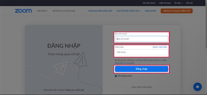 Đăng nhập Zoom web bằng tài khoản Zoom đã đăng ký