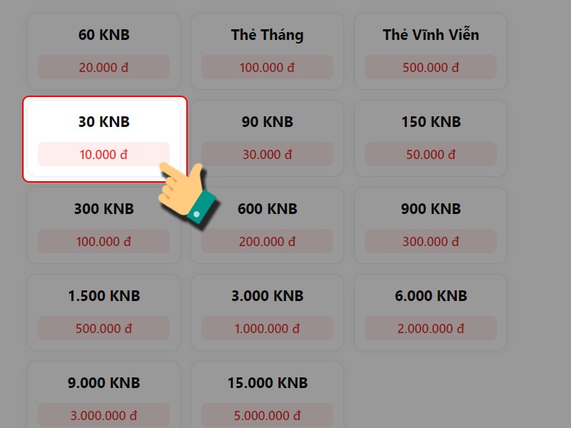 Chọn g&oacute;i nạp