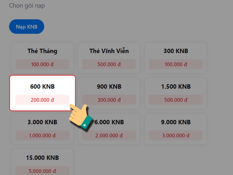 Chọn g&oacute;i nạp