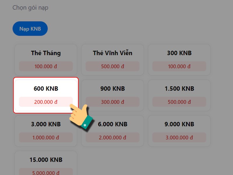 Chọn g&oacute;i nạp