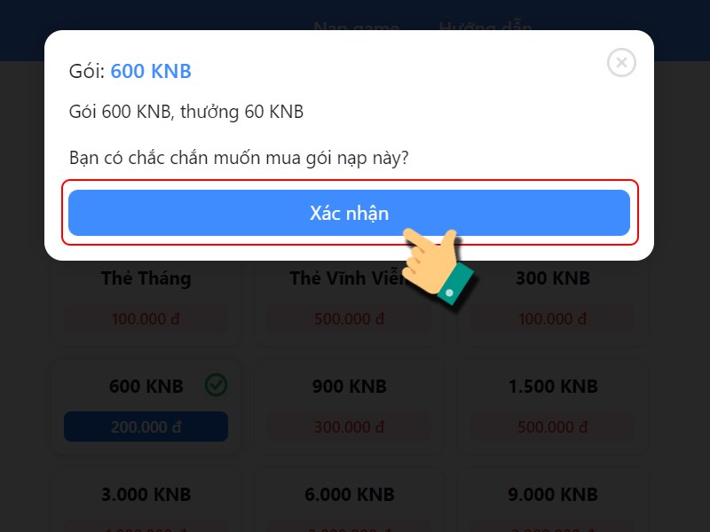 Nhấn X&aacute;c nhận