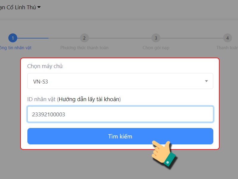 Chọn server v&agrave; nh&acirc;n vật