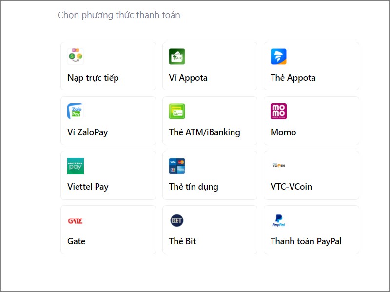 Chọn phương thức thanh to&aacute;n 