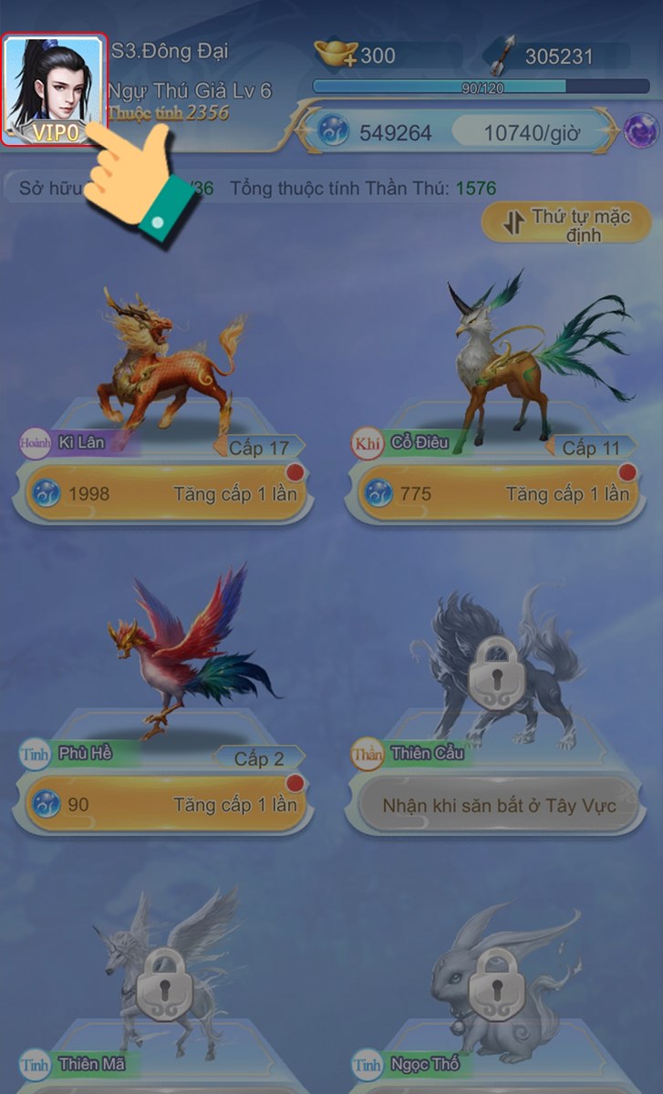 Nhấn avatar nh&acirc;n vật