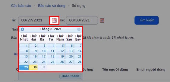Hoặc bạn có thể nhấn vào biểu tượng lịch và chọn ngày cụ thể mà bạn muốn điểm danh