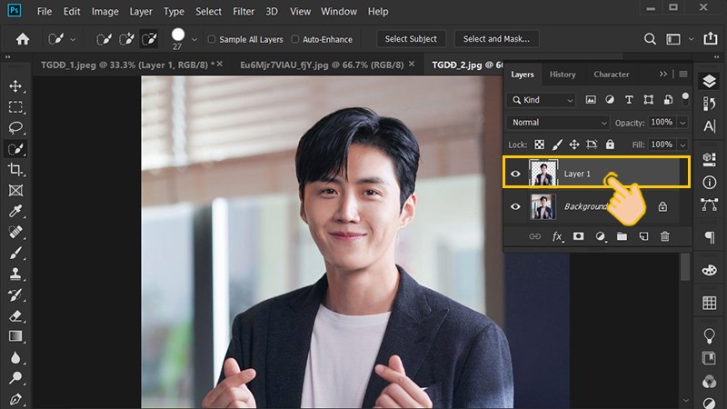 Layer mới chỉ chứa đối tượng cần tạo viền