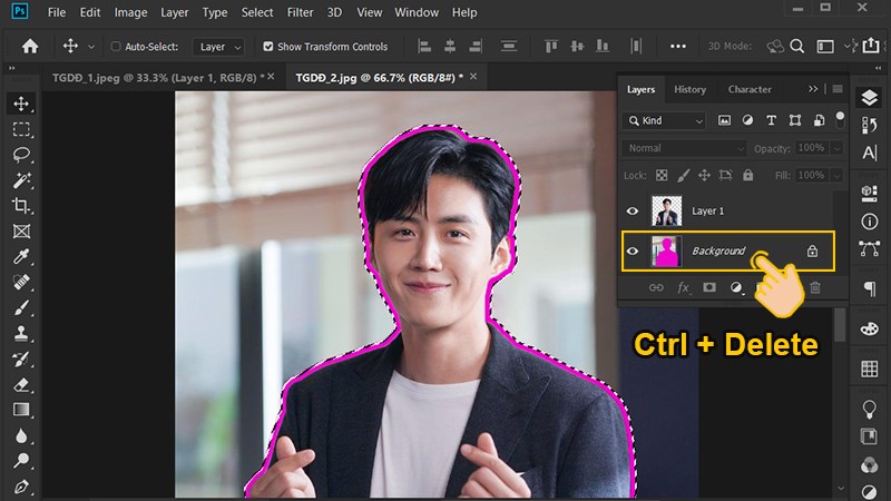 Nhấn Ctrl + Delete để đổ m&agrave;u viền