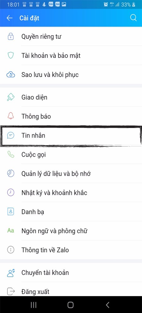Chọn mục Tin nhắn
