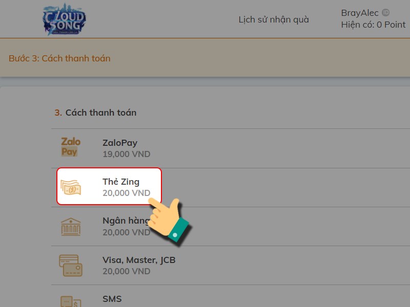 Nhấn v&agrave;o thẻ Zing