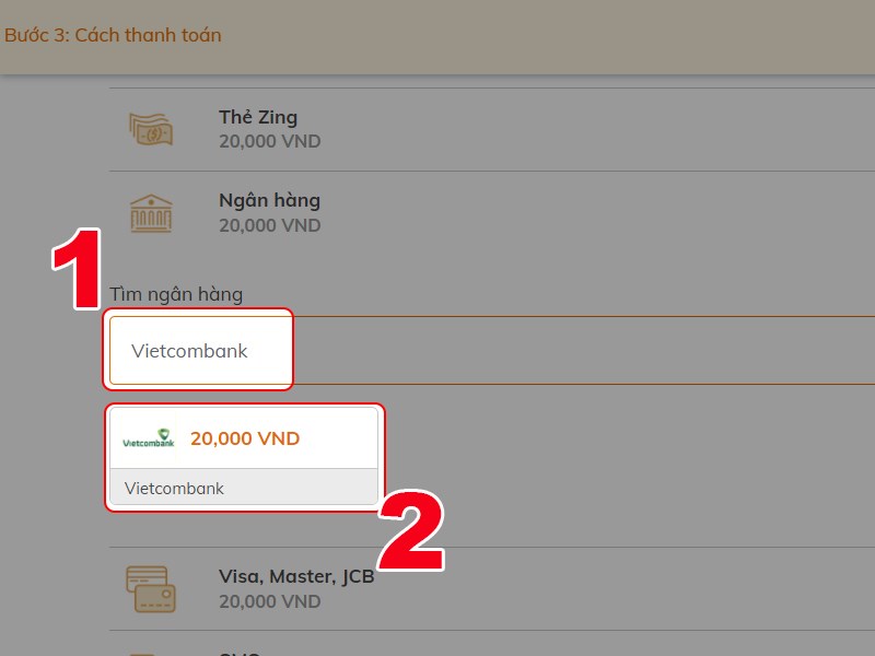 Chọn ng&acirc;n h&agrave;ng bạn sử dụng