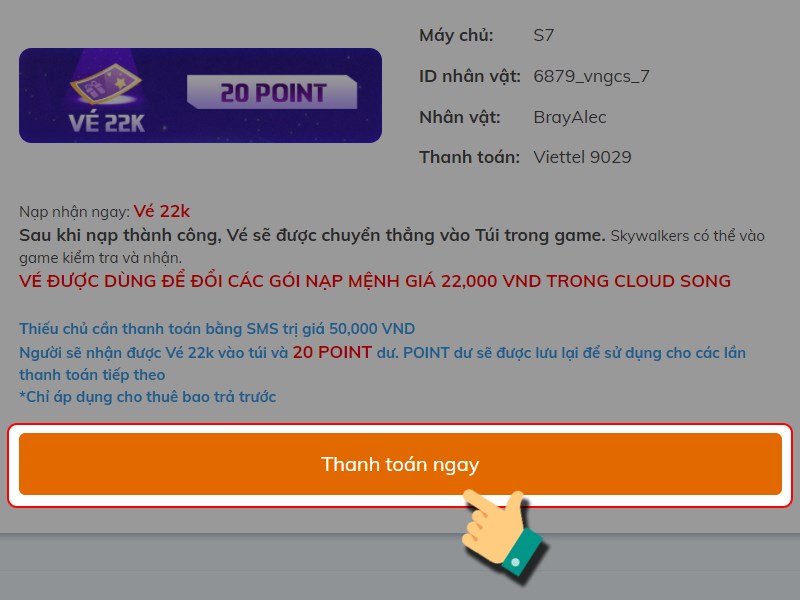 Nhấn Thanh to&aacute;n ngay