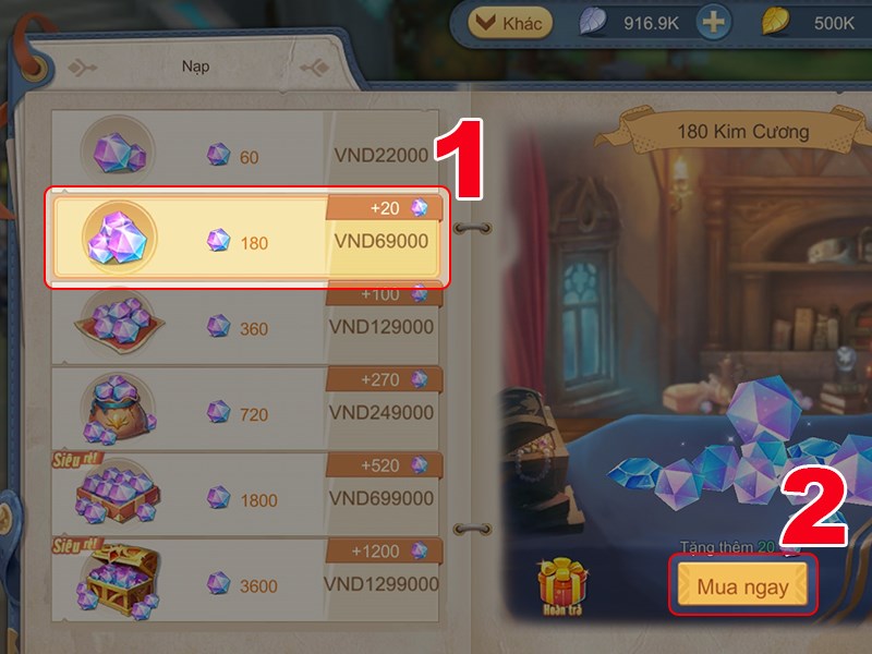 Chọn g&oacute;i nạp