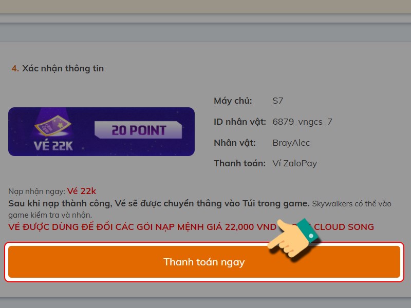 Nhấn Thanh to&aacute;n ngay