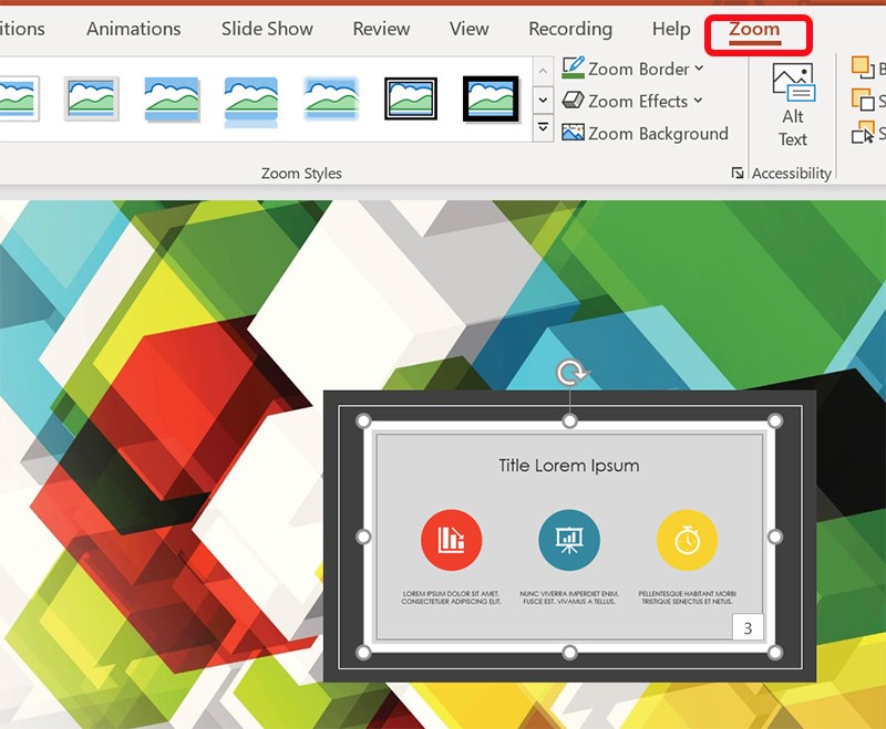 Chọn Section cần zoom > Zoom