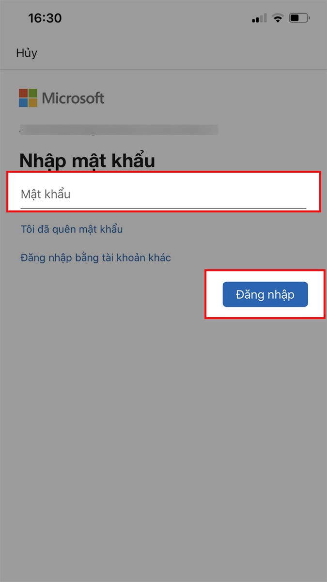 Tiến h&agrave;nh nhập mật khẩu của t&agrave;i khoản > Chọn Đăng nhập