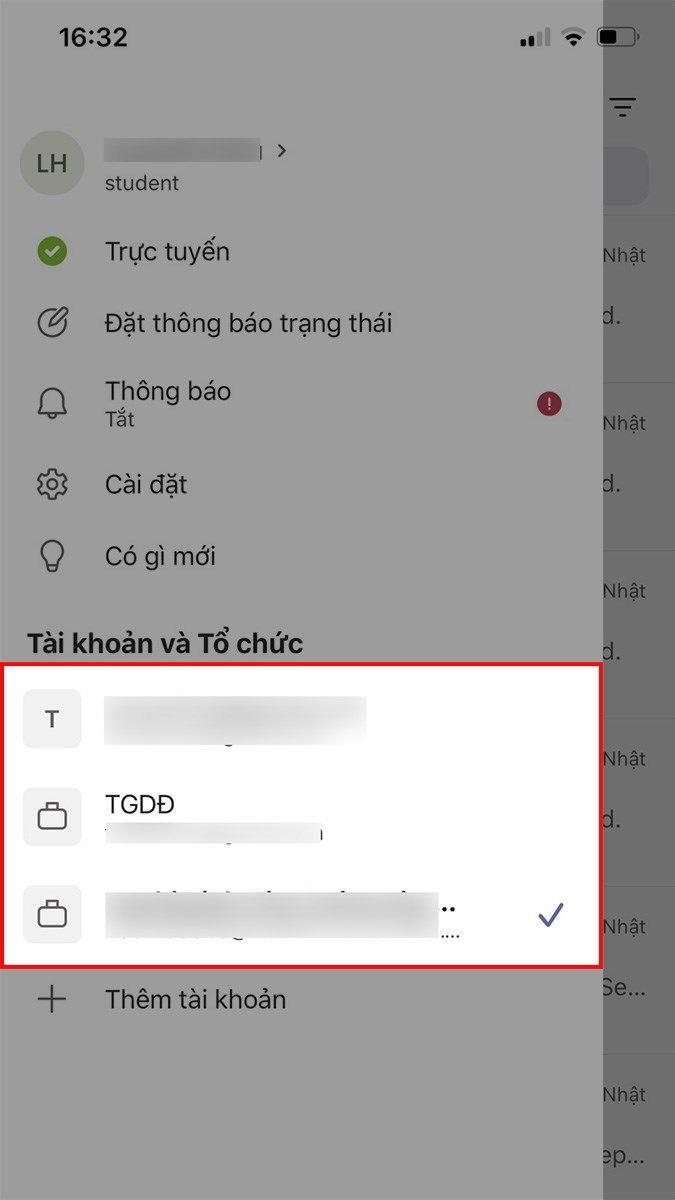 Chọn T&agrave;i khoản Microsoft Teams m&agrave; bạn muốn sử dụng