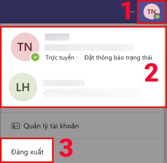 hấn v&agrave;o ảnh đại diện của bạn ở g&oacute;c tr&ecirc;n b&ecirc;n phải > Nhấn v&agrave;o t&agrave;i khoản m&agrave; bạn muốn đăng xuất > Chọn Đăng xuất
