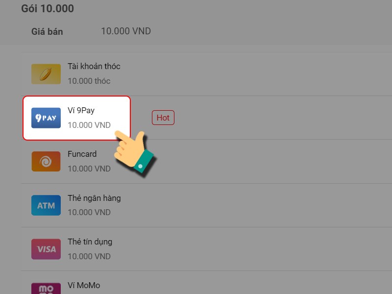 Thanh to&aacute;n bằng v&iacute; 9Pay