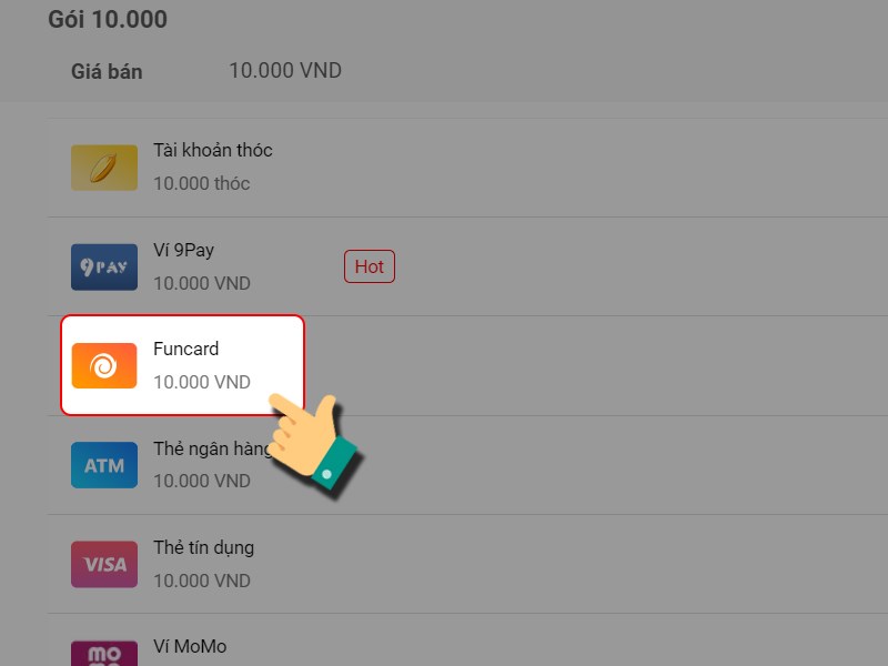 Thanh to&aacute;n bằng thẻ Funcard
