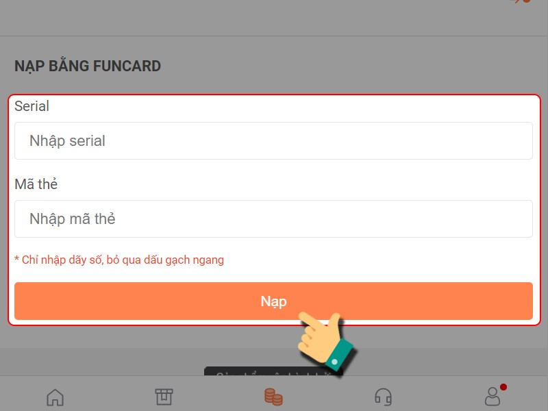 Nhập th&ocirc;ng thẻ Funcard để thanh to&aacute;n