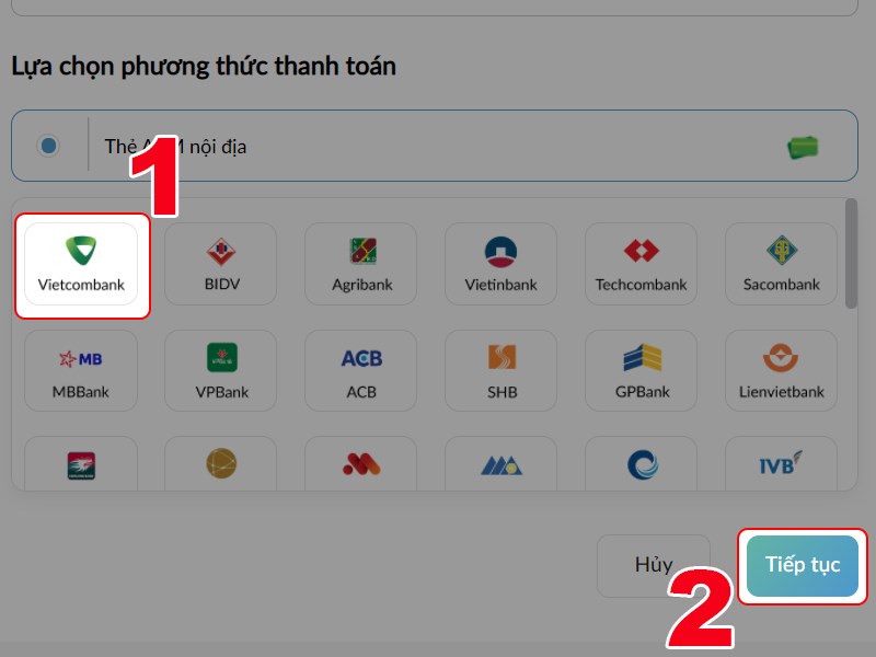 Chọn ng&acirc;n h&agrave;ng bạn đang sử dụng