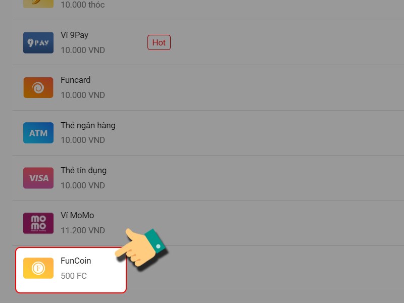 Thanh to&aacute;n bằng Funcoin