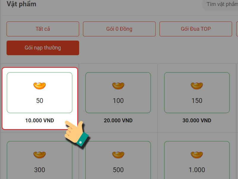 Chọn g&oacute;i nạp