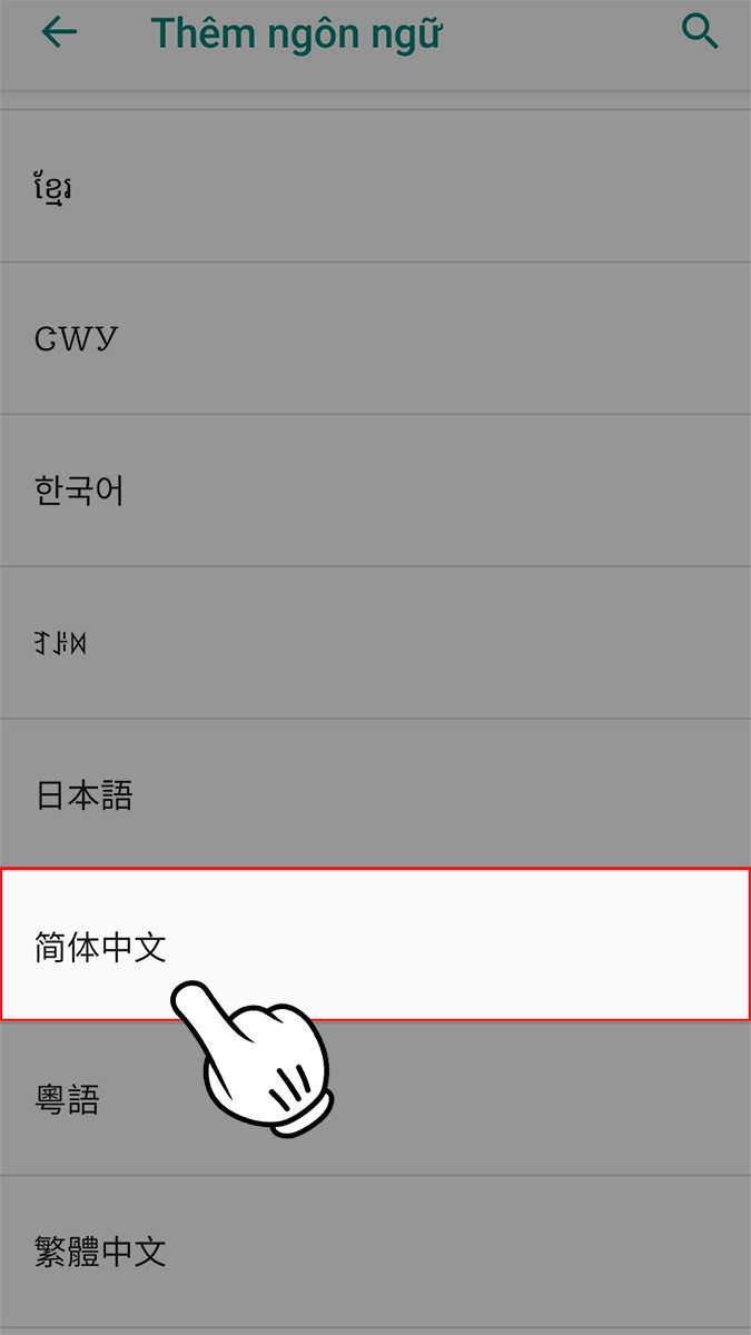 Chọn kiểu 简体中文