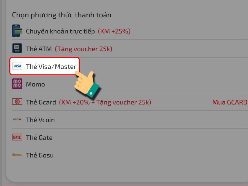 Thanh to&aacute;n bằng Thẻ Visa/Master