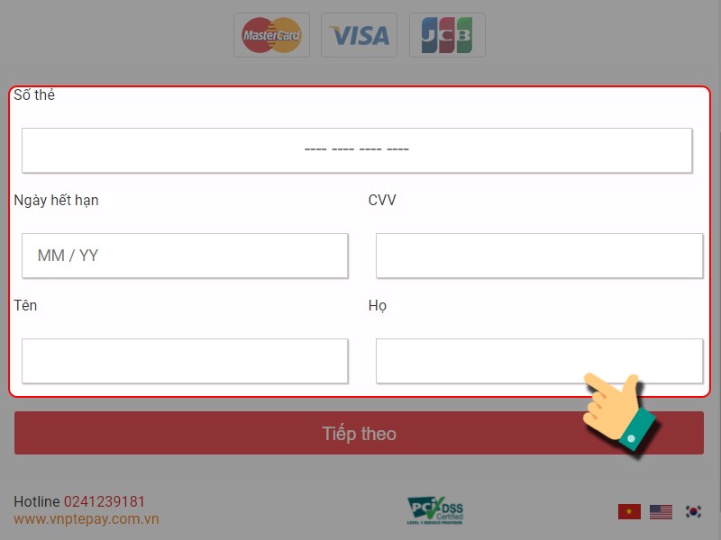 Nhập th&ocirc;ng tin thẻ t&iacute;n dụng của bạn